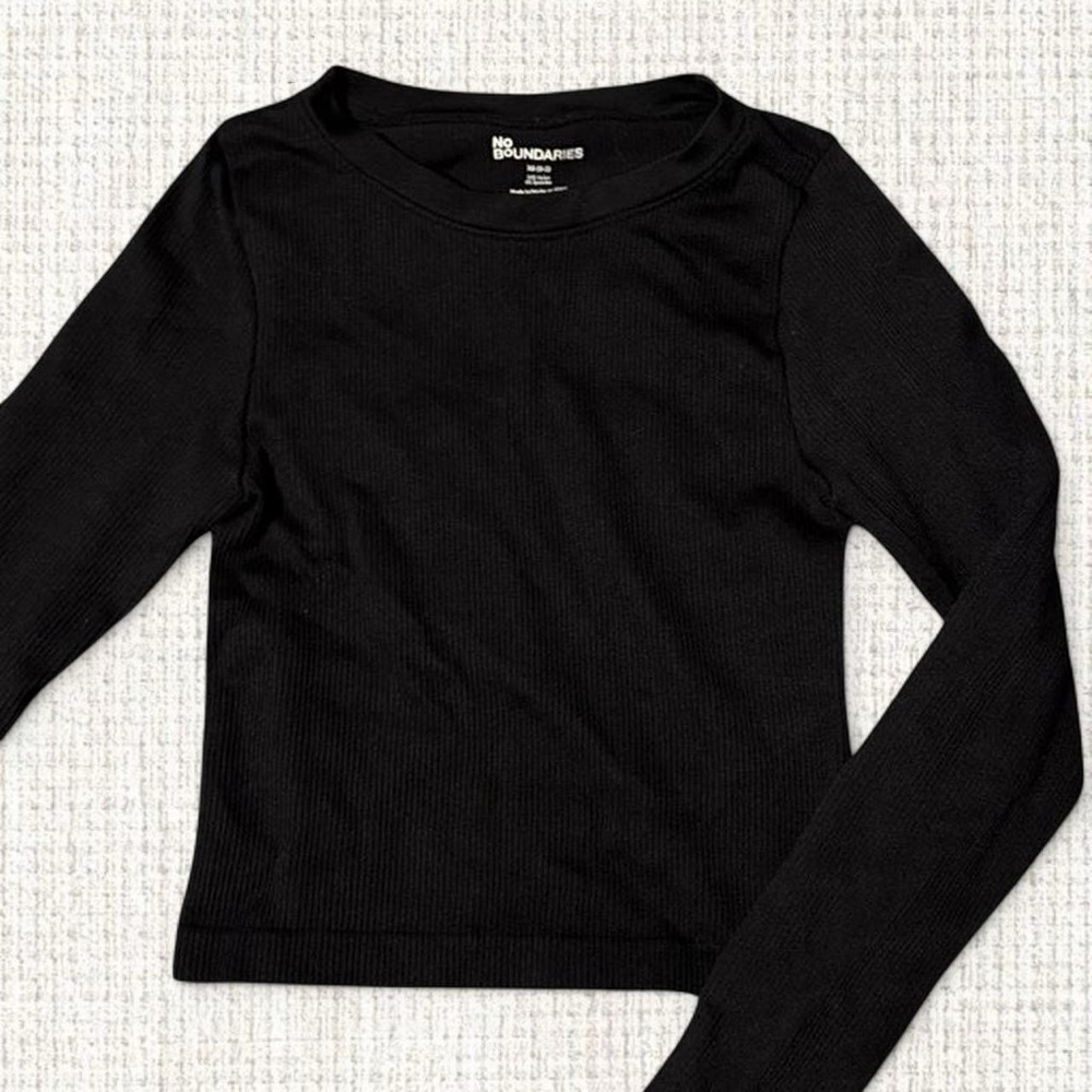 No Boundaries Black Ribbed Fitted Long Sleeve Shirt